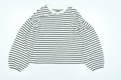 Marks and Spencer Girls Black Crew Neck Cotton Pullover Jumper Size 12-13 Years