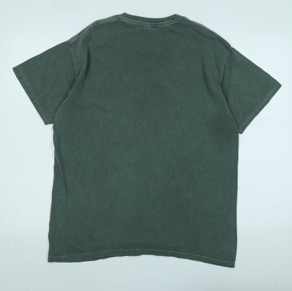 Topman Mens Green Cotton T-Shirt Size S Crew Neck