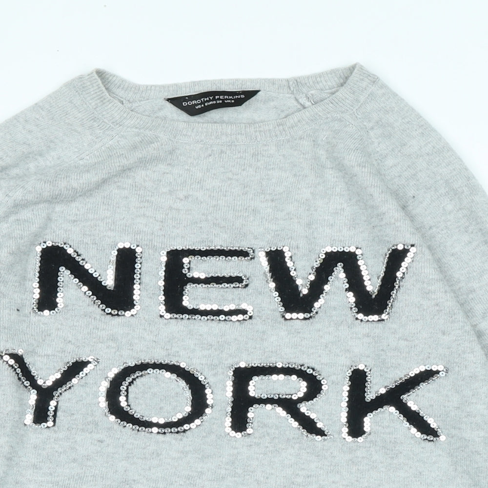 Womens UK Size 8 Dorothy Perkins Grey Pullover Jumper