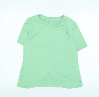 Marks and Spencer Womens Green Polyester Basic T-Shirt Size 10 Crew Neck - Crossover back