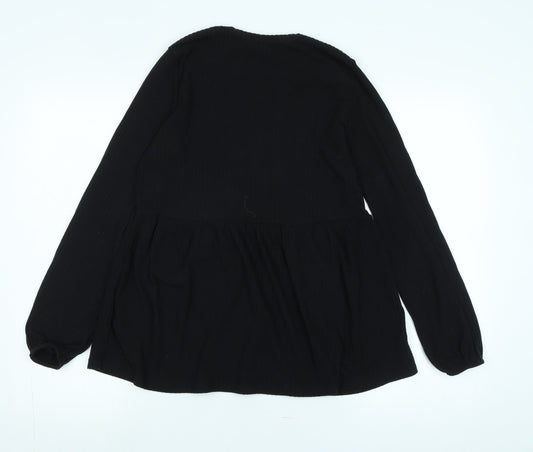 Womens UK Size 12 New Look Black Tunic T-Shirt