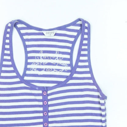 editions Womens Purple Cotton Tunic T-Shirt Size 12 Scoop Neck