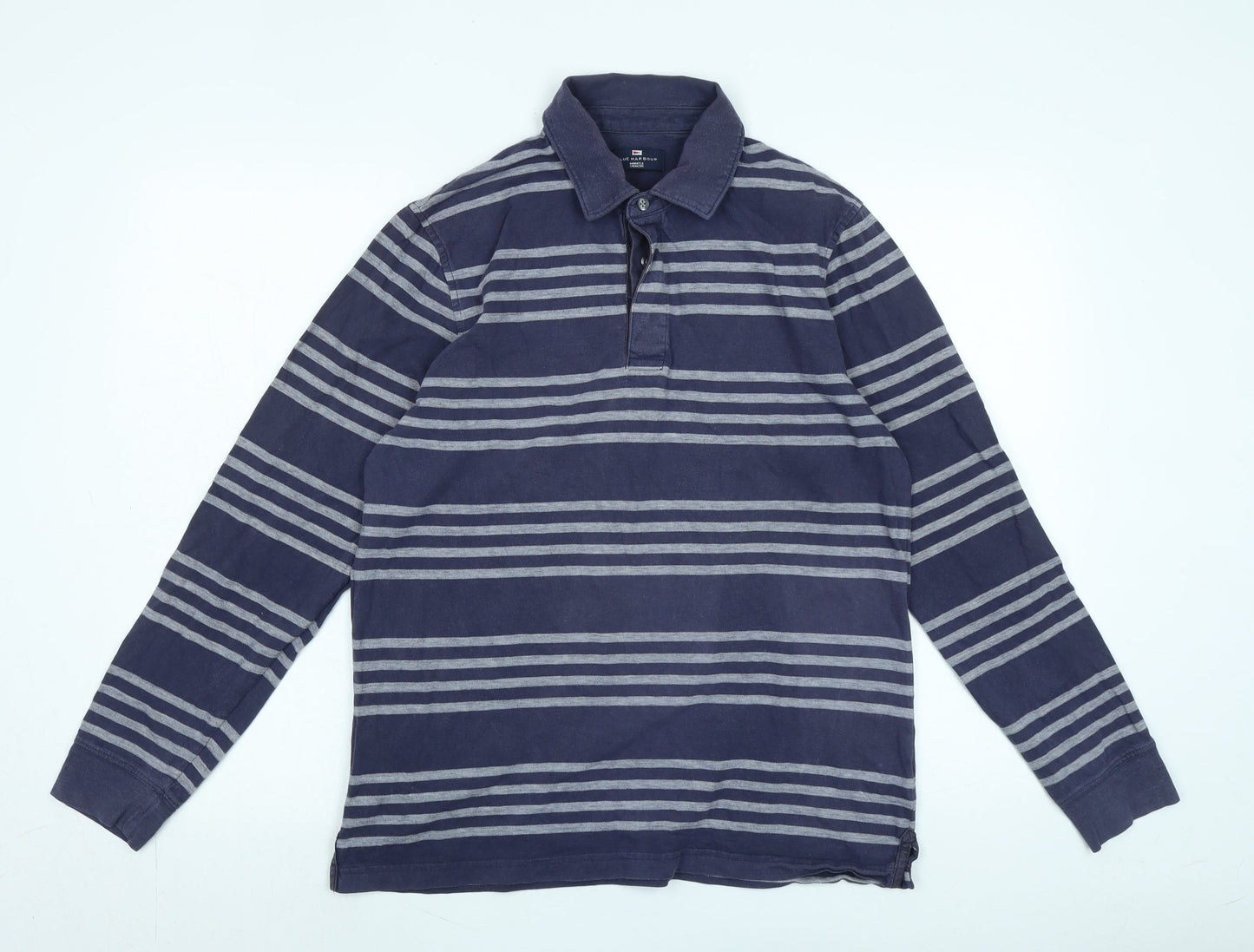 Blue Harbour Mens Blue Cotton Polo Size M Collared