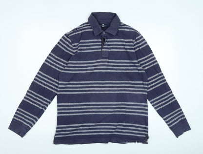 Blue Harbour Mens Blue Cotton Polo Size M Collared