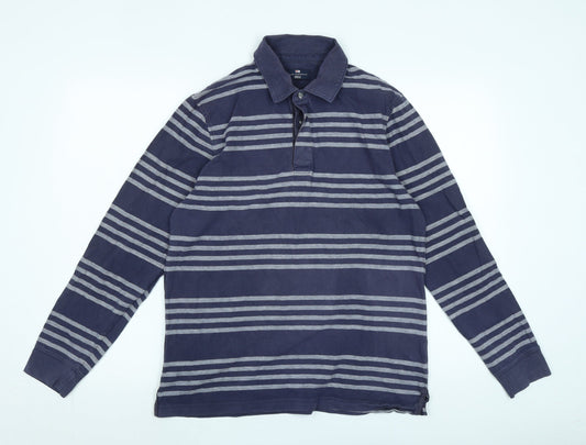Blue Harbour Mens Blue Cotton Polo Size M Collared