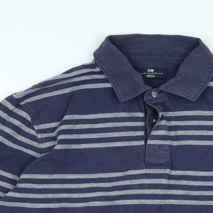 Blue Harbour Mens Blue Cotton Polo Size M Collared