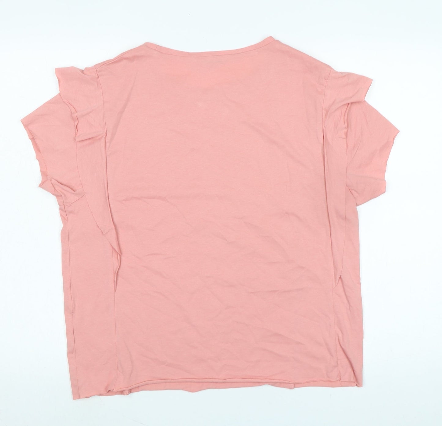 Womens UK Size M Zara Pink Basic T-Shirt