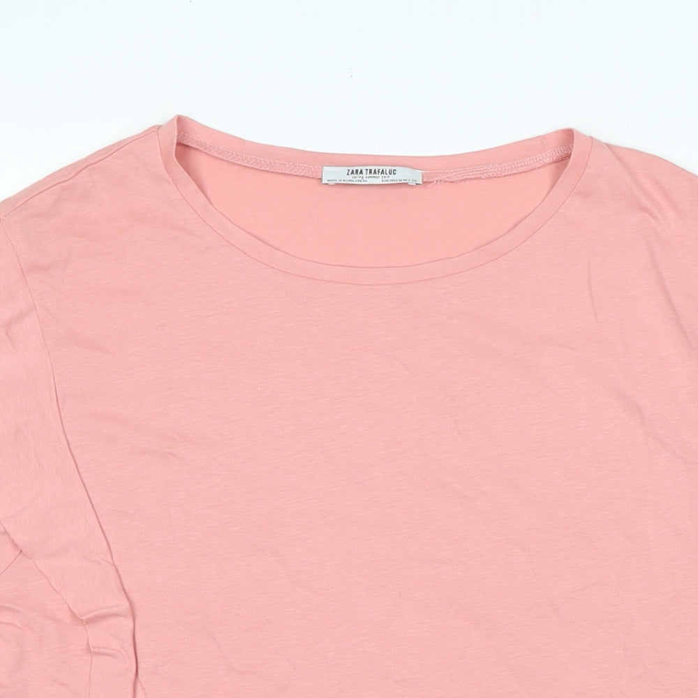Womens UK Size M Zara Pink Basic T-Shirt