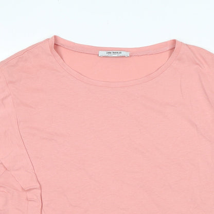 Womens UK Size M Zara Pink Basic T-Shirt