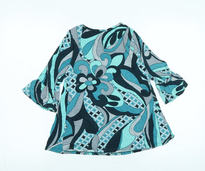Adams Girls Blue Cotton Blend A-Line Size 6-7 Years V-Neck