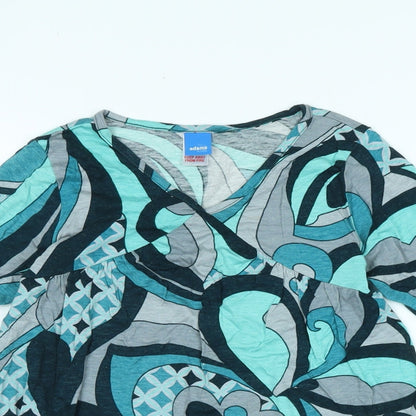 Adams Girls Blue Cotton Blend A-Line Size 6-7 Years V-Neck