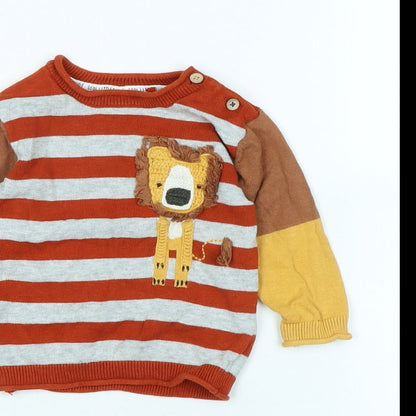 NEXT Boys Brown Cotton Pullover Jumper Size 6-9 Months - Logo -Lion