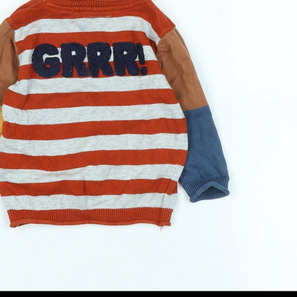 NEXT Boys Brown Cotton Pullover Jumper Size 6-9 Months - Logo -Lion