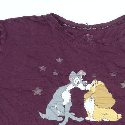 Disney Womens Purple Solid Cotton Top Pyjama Top Size XL - Lady and the Tramp, Meet Me Under The Stars