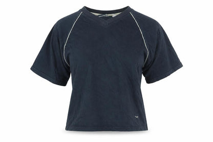 Wolsey Womens Blue Cotton Basic T-Shirt Size M V-Neck
