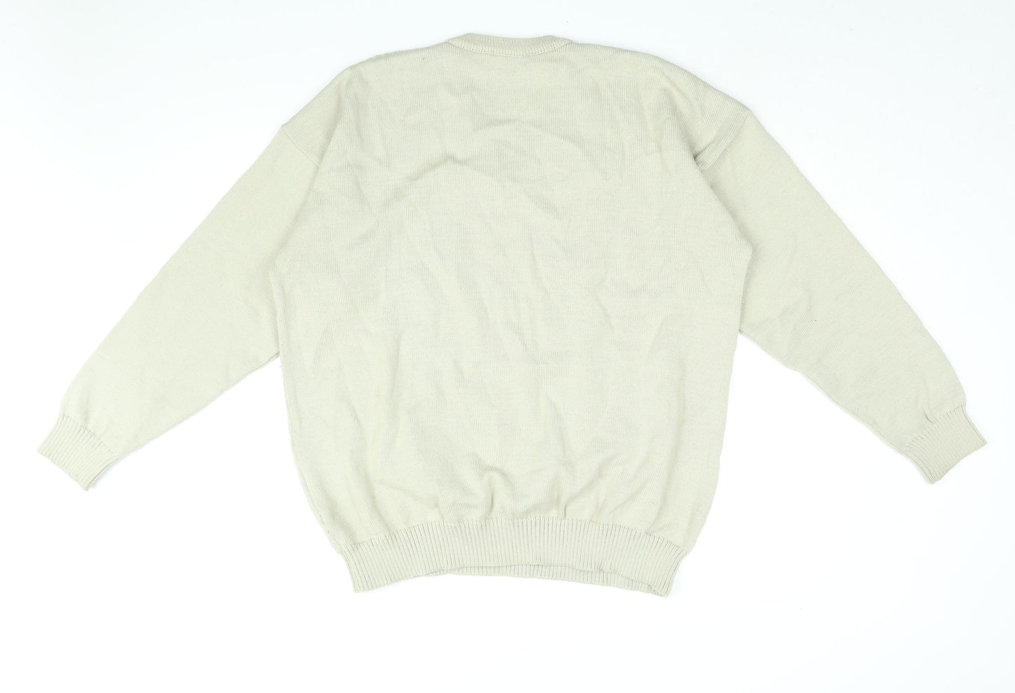 Roberto Mens Beige V-Neck Acrylic Pullover Jumper Size XL Long Sleeve