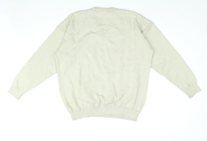 Roberto Mens Beige V-Neck Acrylic Pullover Jumper Size XL Long Sleeve
