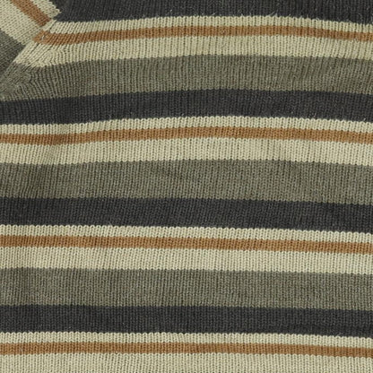 P.G Field Mens Brown V-Neck Striped Acrylic Pullover Jumper Size L Long Sleeve