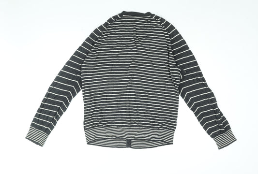 Gap Womens Black V-Neck Striped Cotton Cardigan Jumper Size L