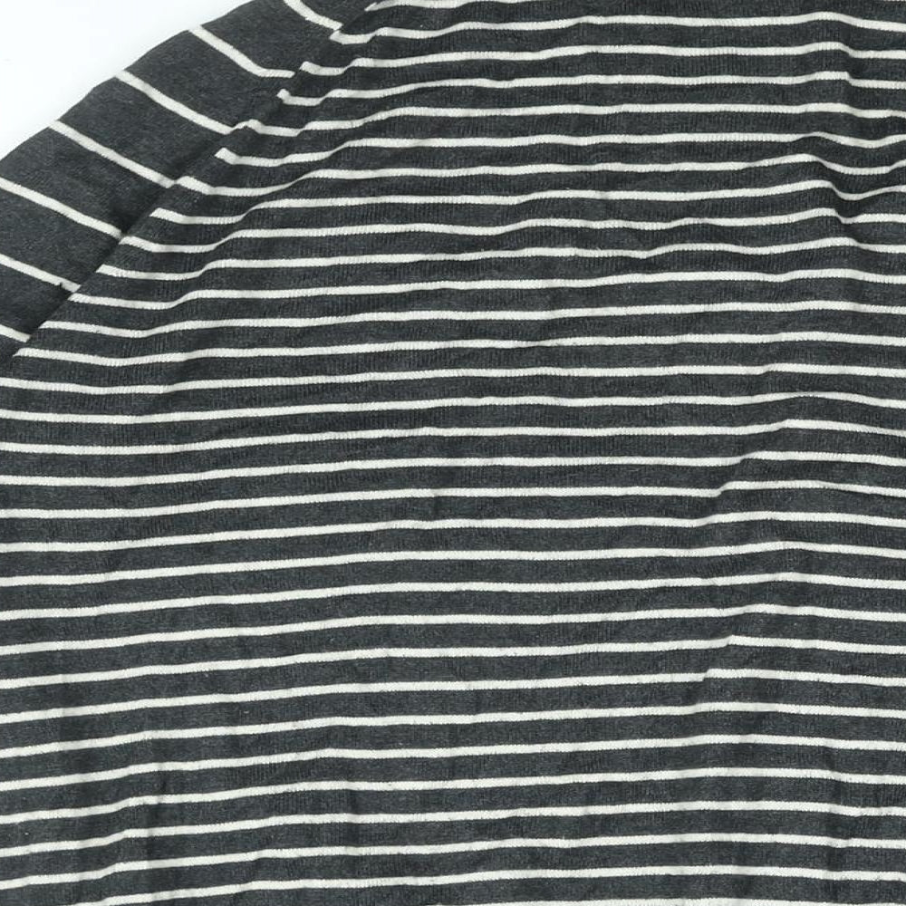 Gap Womens Black V-Neck Striped Cotton Cardigan Jumper Size L
