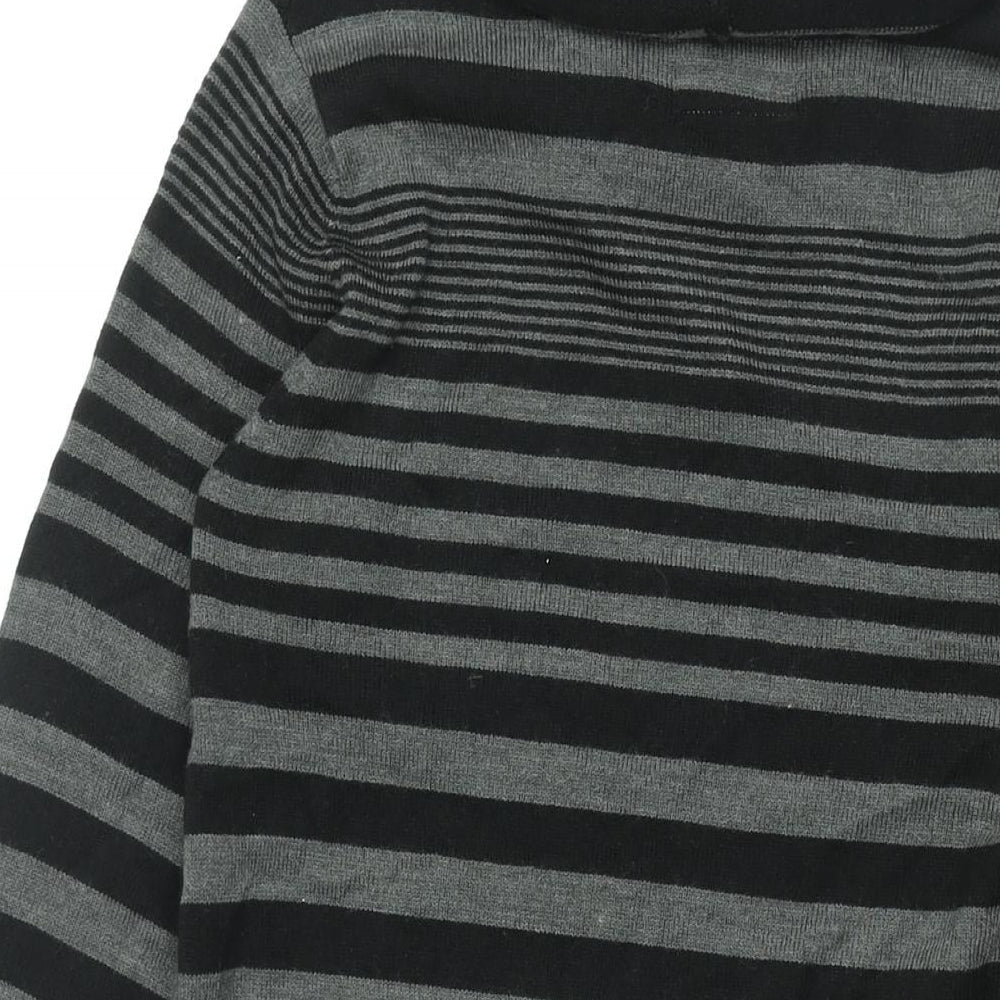 Brand and care label for Lee Cooper women’s black striped acrylic shift, size UK 10, roll neck pullover