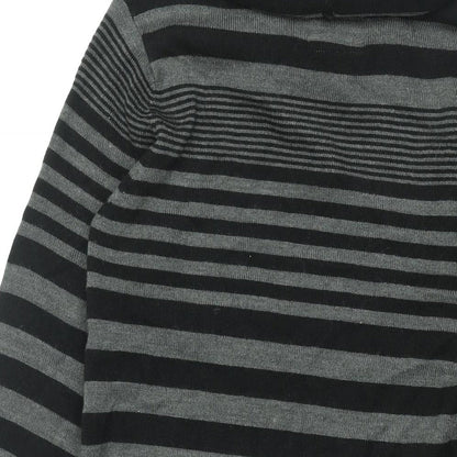 Brand and care label for Lee Cooper women’s black striped acrylic shift, size UK 10, roll neck pullover