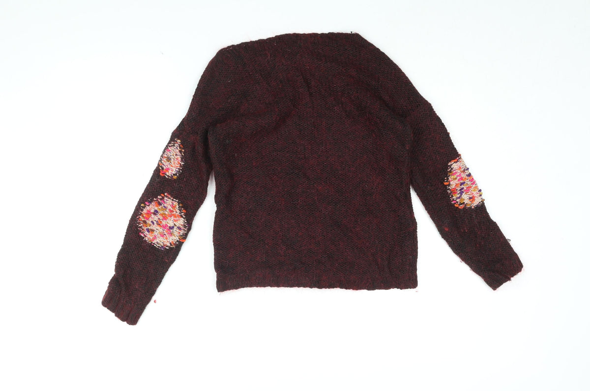 Grain de Malice Womens Red Round Neck Geometric Polyamide Pullover Jumper Size XL