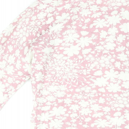 Gap Womens Pink Round Neck Floral Cotton Cardigan Jumper Size S