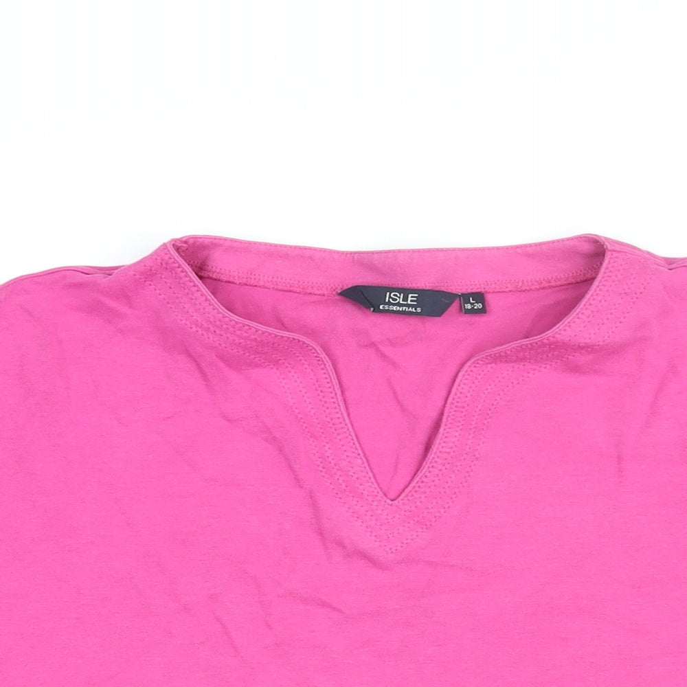Womens UK Size 18 Isle Pink Basic T-Shirt