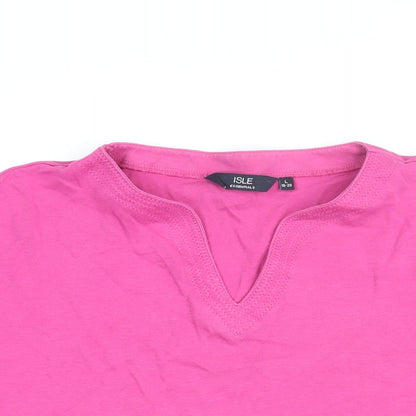Womens UK Size 18 Isle Pink Basic T-Shirt