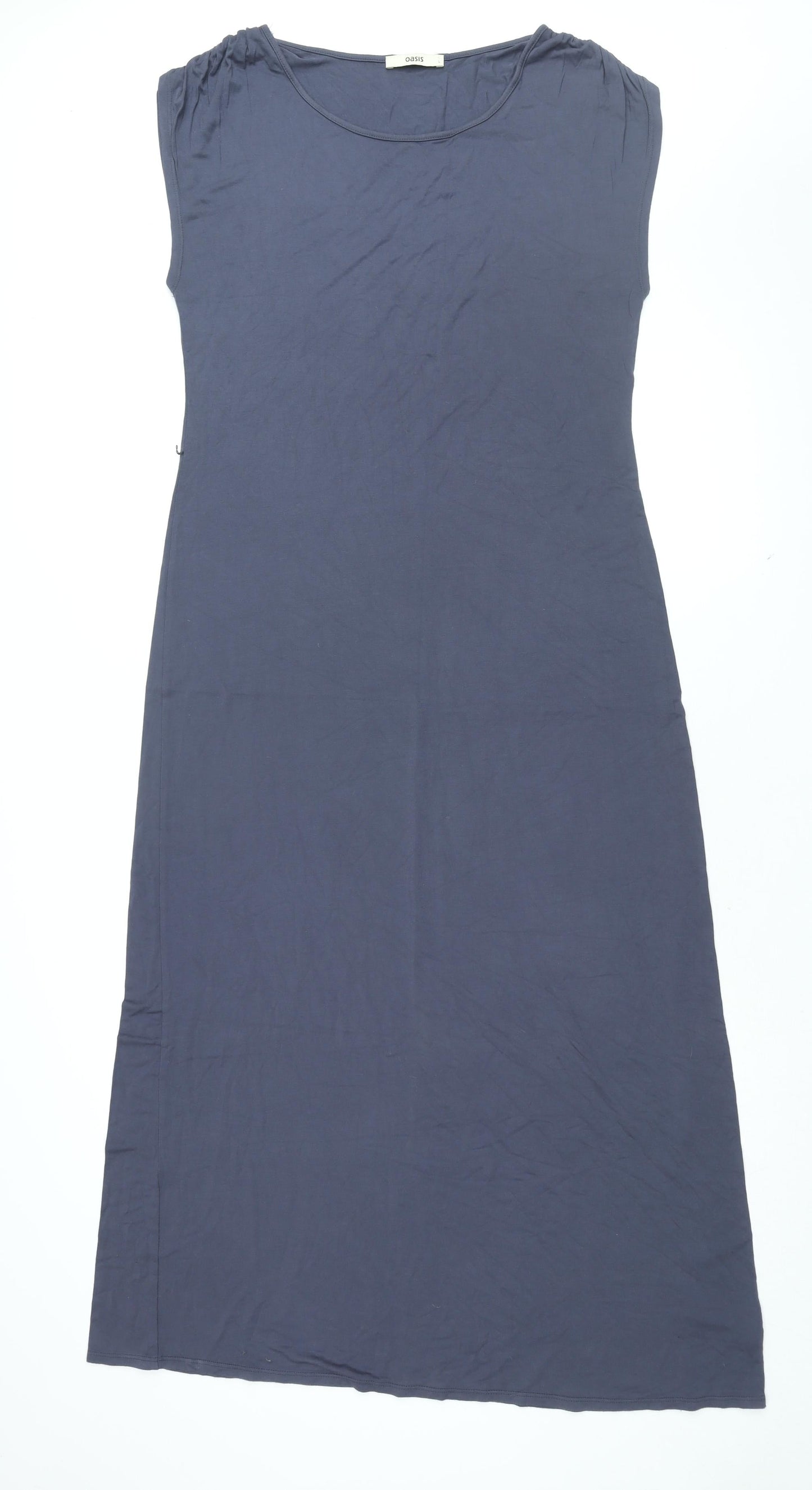 Oasis Womens Blue Viscose Shift Size L Round Neck Pullover