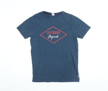 Lee Cooper Mens Blue Cotton T-Shirt Size S Round Neck - Lee Cooper Originals