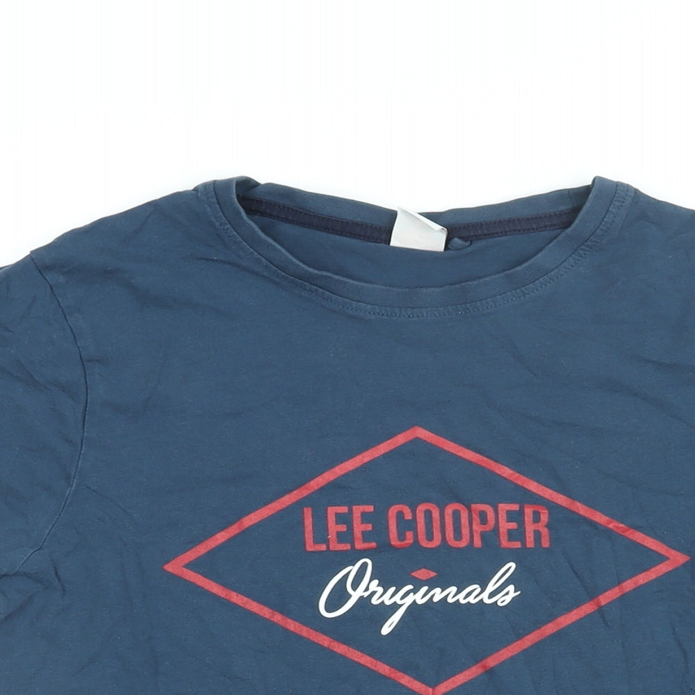 Lee Cooper Mens Blue Cotton T-Shirt Size S Round Neck - Lee Cooper Originals