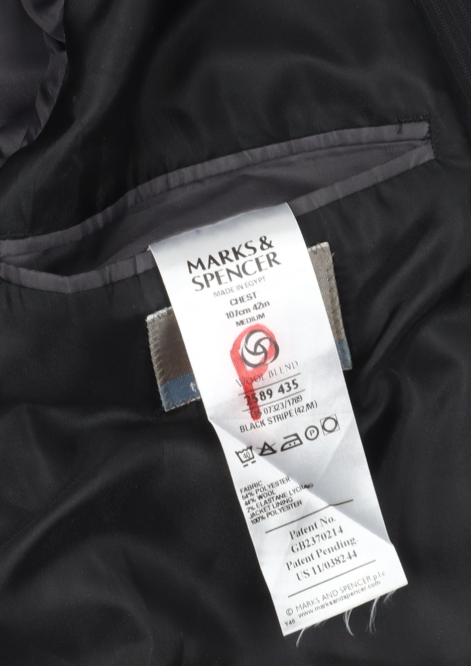 Mens UK Size 42 Marks and Spencer Regular Black Suit Jacket