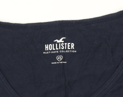 Womens UK Size XS Hollister Blue Basic T-Shirt