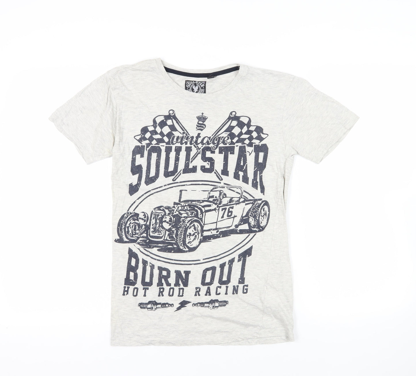 Soul Star White Graphic T-Shirt M Vintage Racing Style