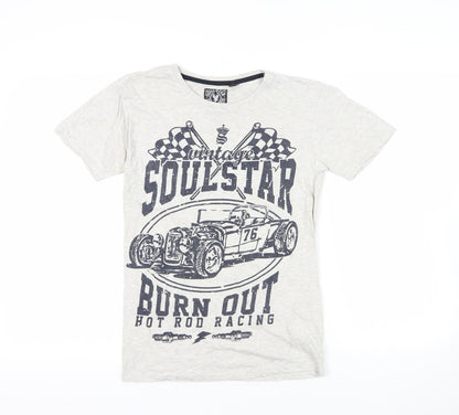 Soul Star White Graphic T-Shirt M Vintage Racing Style