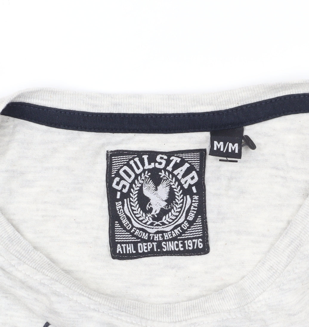 Soul Star White Graphic T-Shirt M Vintage Racing Style