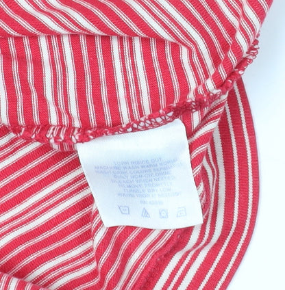 Lands' End Red Striped Crew Neck T-Shirt M