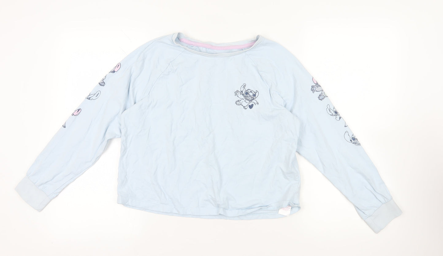 Womens UK Size M Disney Blue Basic T-Shirt