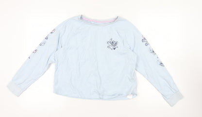 Womens UK Size M Disney Blue Basic T-Shirt