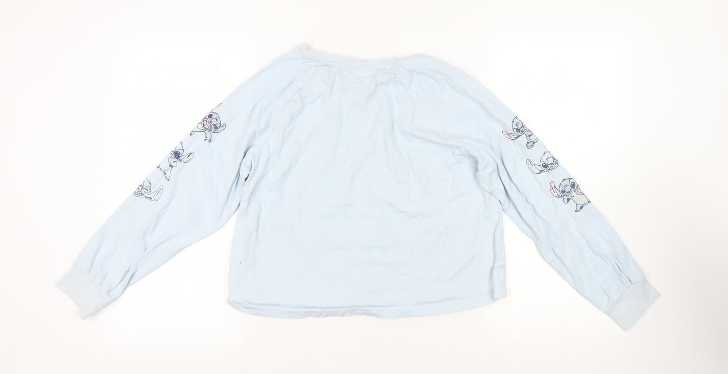 Womens UK Size M Disney Blue Basic T-Shirt