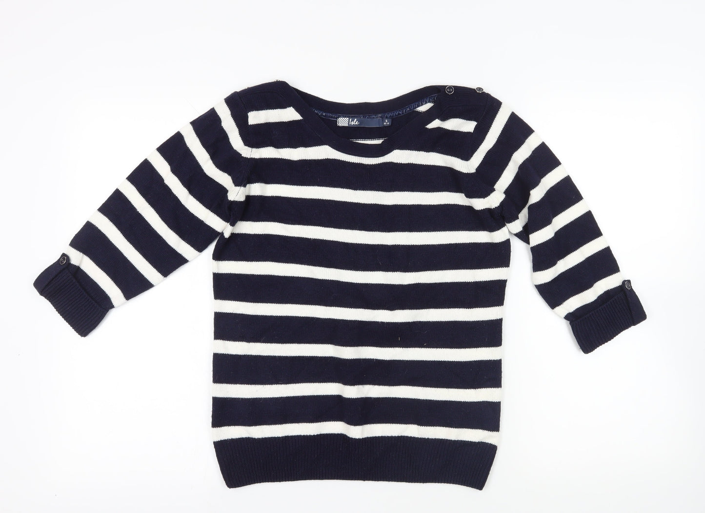 Isle Blue Striped Acrylic Pullover Jumper S