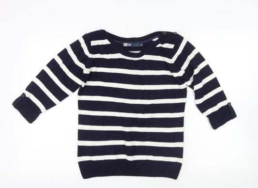 Isle Blue Striped Acrylic Pullover Jumper S