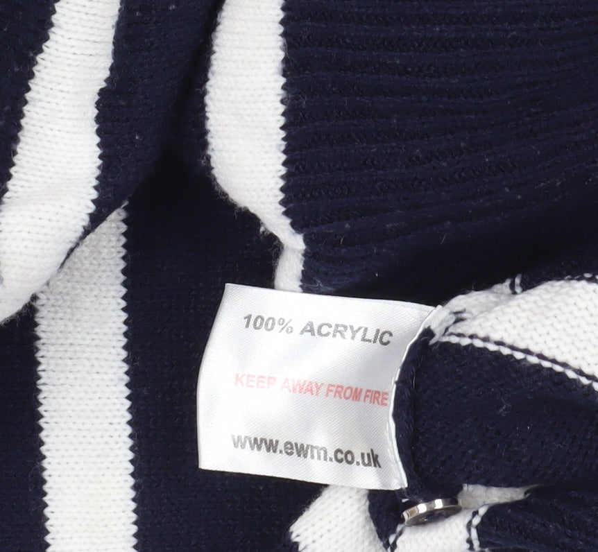 Isle Blue Striped Acrylic Pullover Jumper S