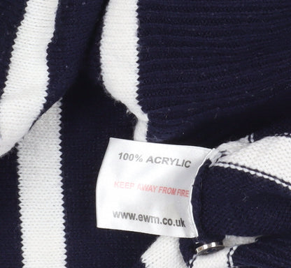 Isle Blue Striped Acrylic Pullover Jumper S