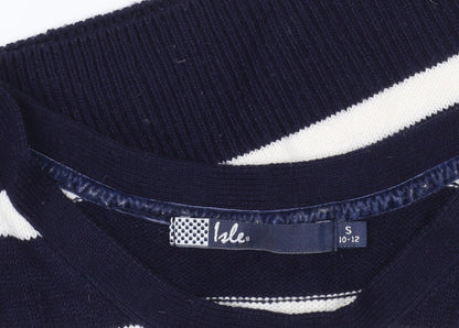 Isle Blue Striped Acrylic Pullover Jumper S