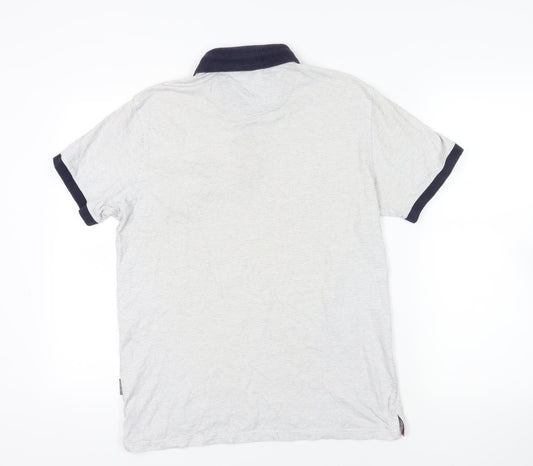 Peter Werth Grey Polo Shirt Size L Button Accents