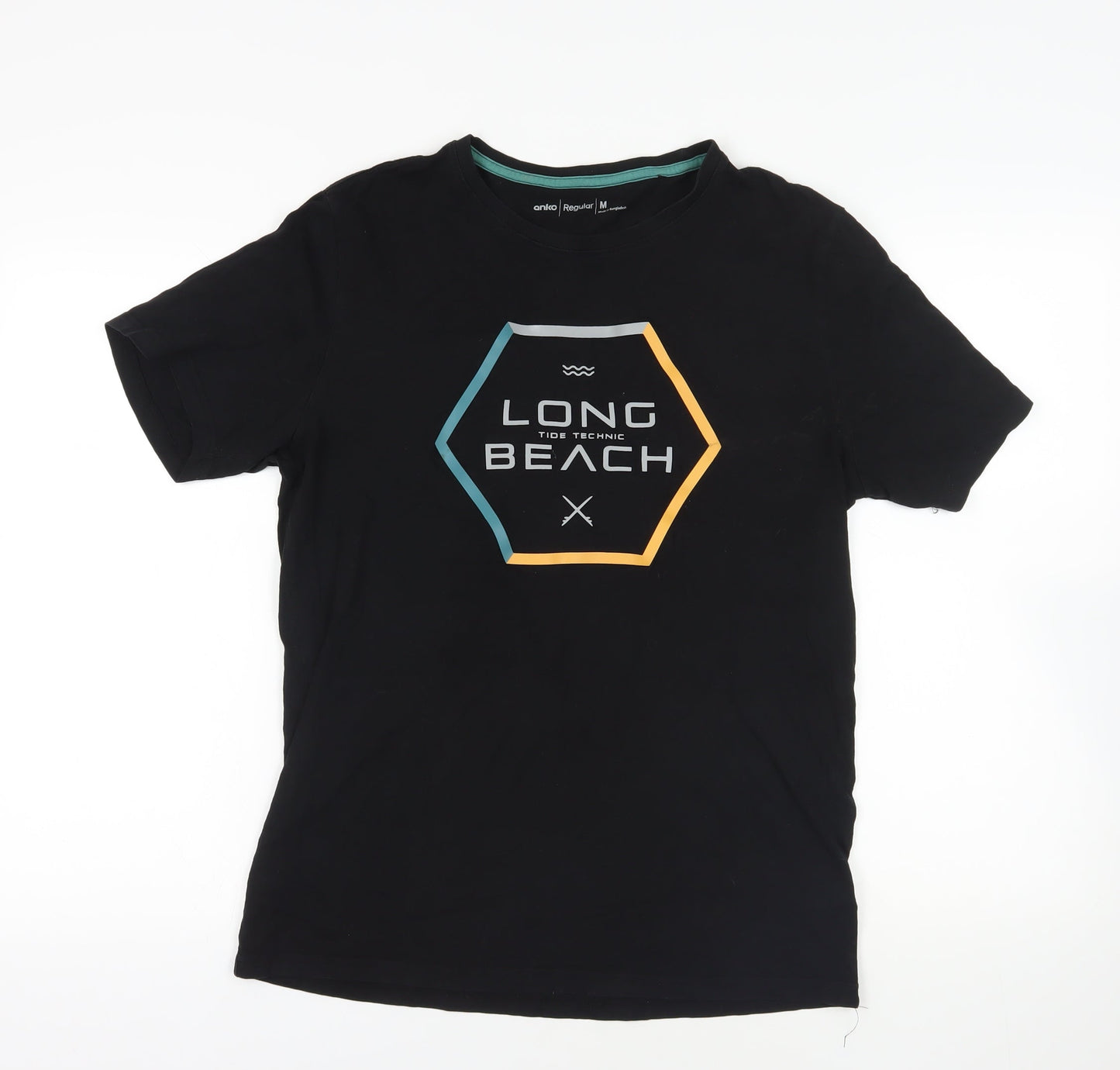 Anko Black Beach Graphic T-Shirt, M, Cotton, Summer Style