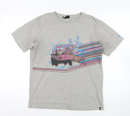 needworx Grey Graphic Men's T-Shirt, Crew Neck, Regular Fit